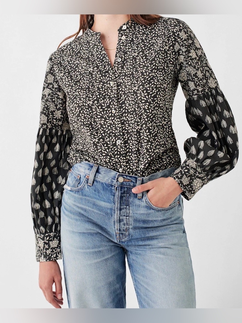 Faherty Adalyn Top Leaf Batik Multi Organic Cotton Size XS